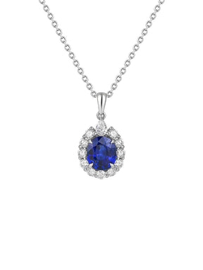 Royal Blue Sapphire & Diamond Pendant - Boutee