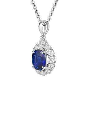 Royal Blue Sapphire & Diamond Pendant - Boutee