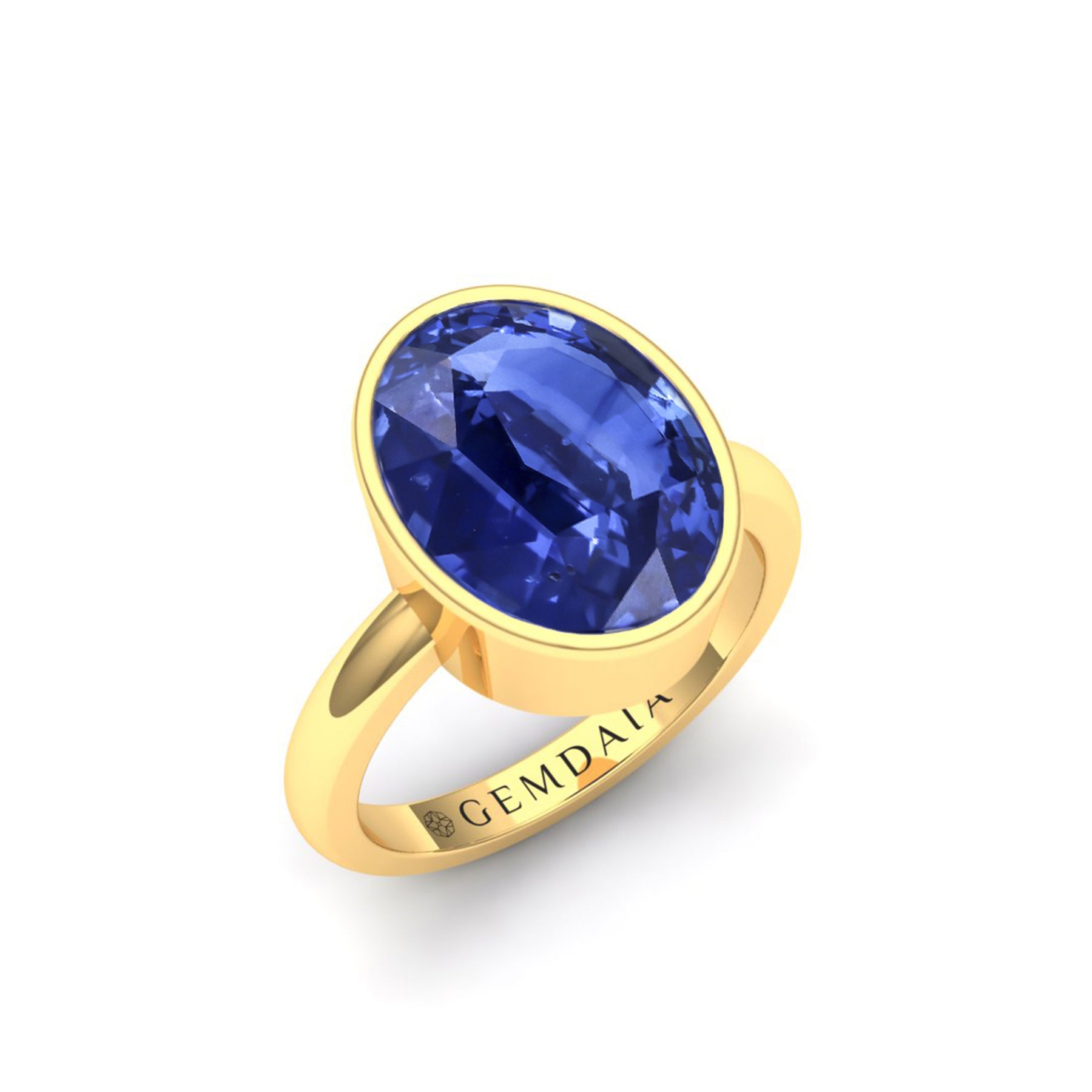 7ct Cornflower Blue Sapphire Bezel Ring - Boutee