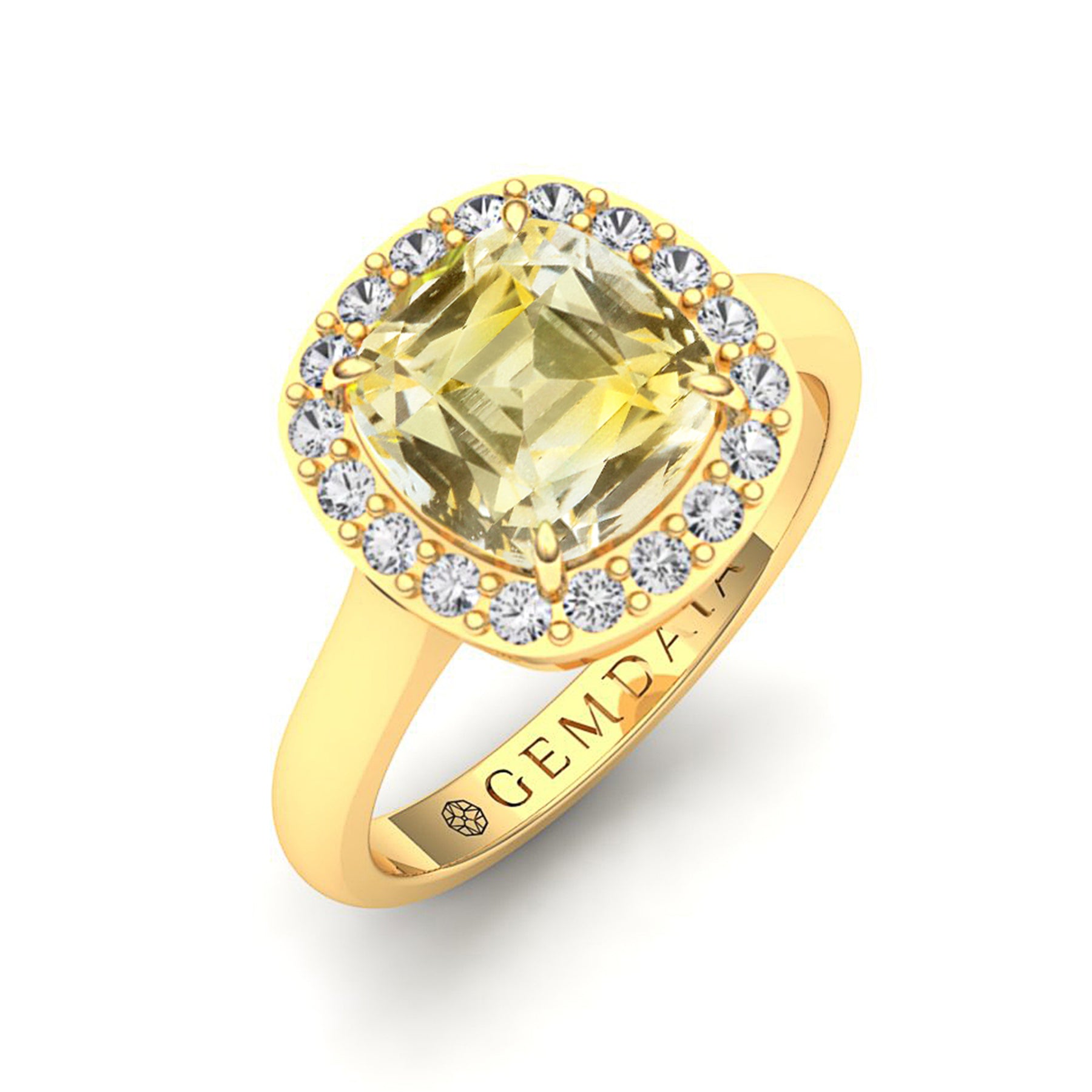 4ct Yellow Sapphire & Diamond Halo Ring - Boutee