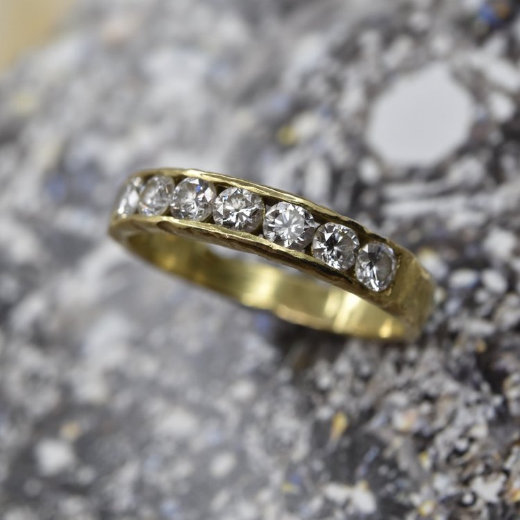 Channel Set Diamond & 18ct Yellow Gold Half Eternity Ring - Boutee