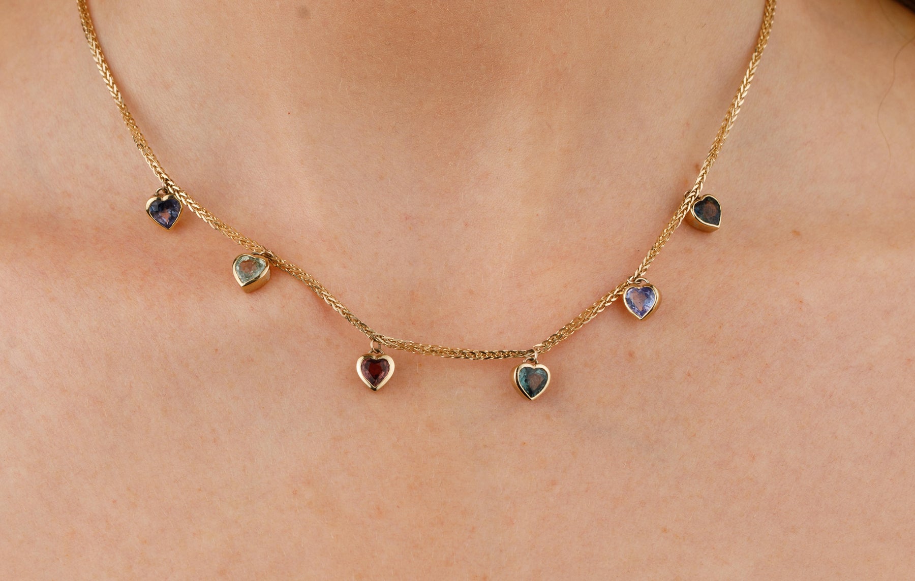 Sapphire Heart 9ct Gold Chain - Boutee