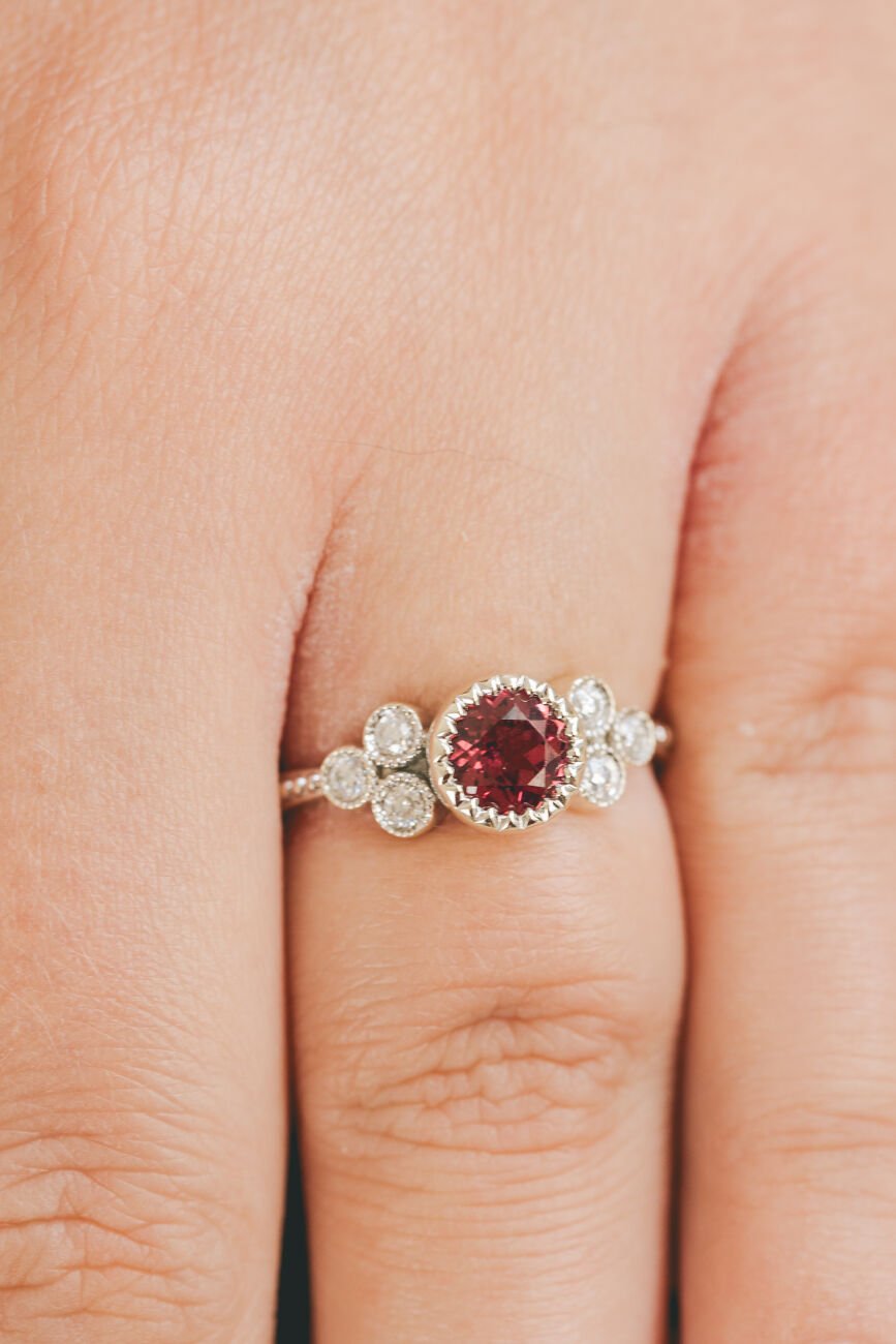 Rhodolite Garnet and Diamond Ring - Boutee