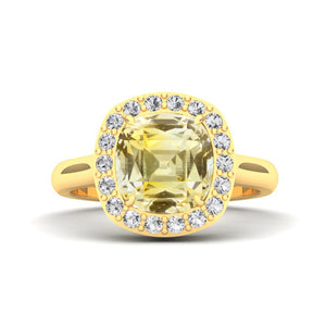 4ct Yellow Sapphire & Diamond Halo Ring - Boutee