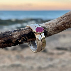 Ruby and Diamond Coastline Ring in 18ct Gold