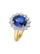 5ct Natural Blue Sapphire & Diamond Cluster Ring - Boutee