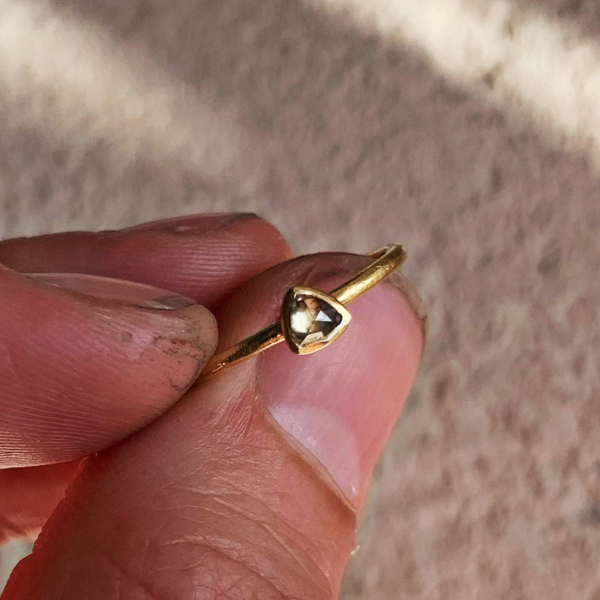 Commission: 18ct recycled yellow gold withA Trillion rose cut diamond - Boutee