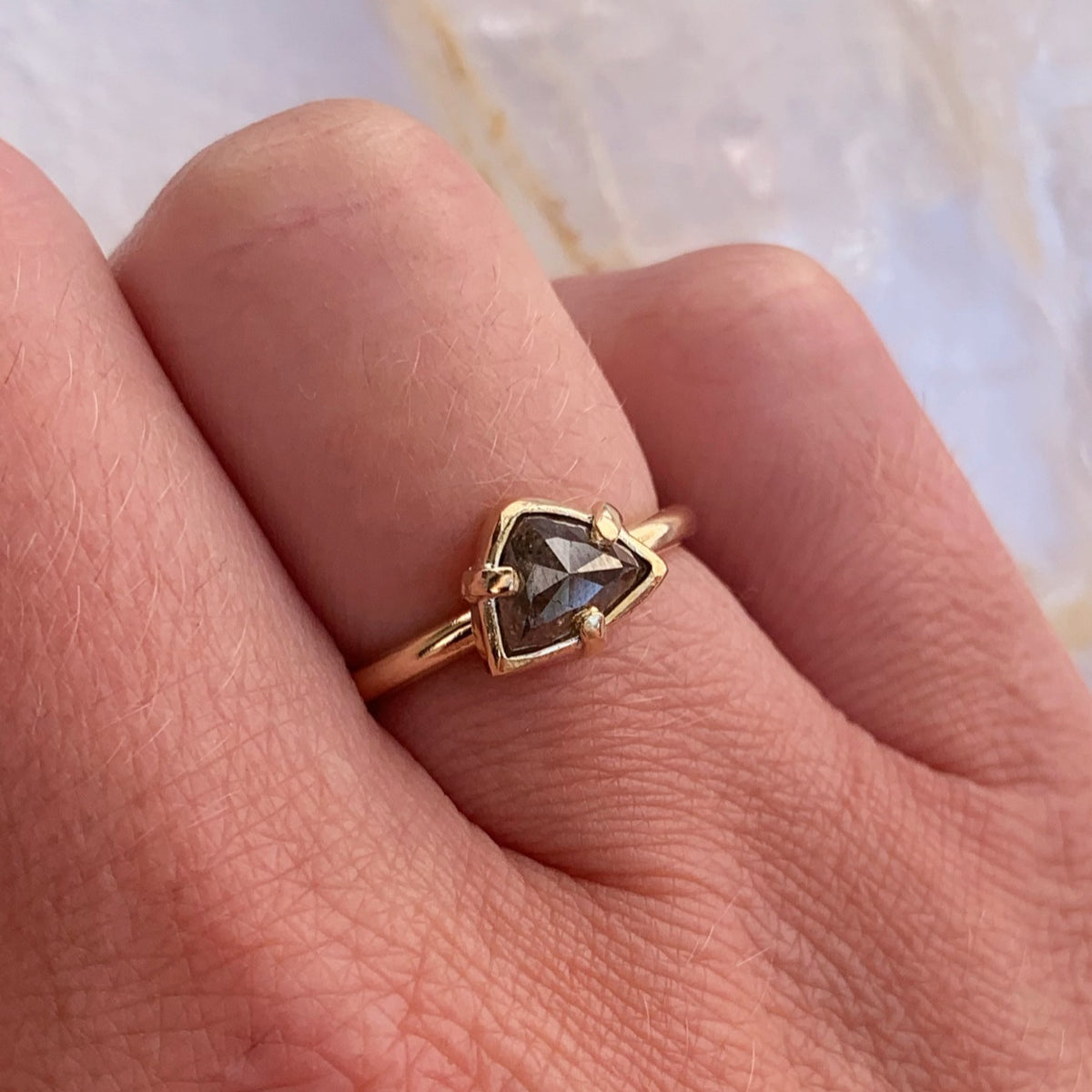 Commission: Trillion Rose cut diamond engagement ring - Boutee