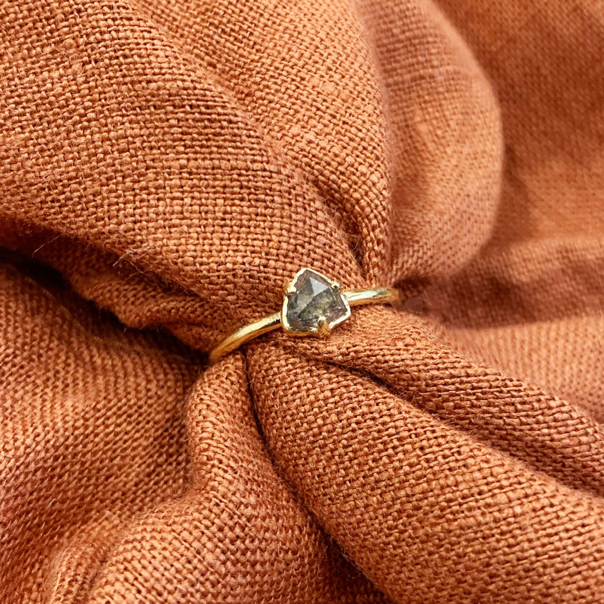 TALIA Engagement ring stunning, unique trillion rose cut diamond and 18ct recycl - Boutee