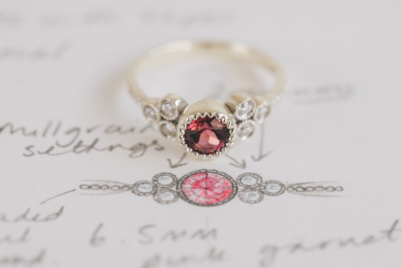 Rhodolite Garnet and Diamond Ring - Boutee