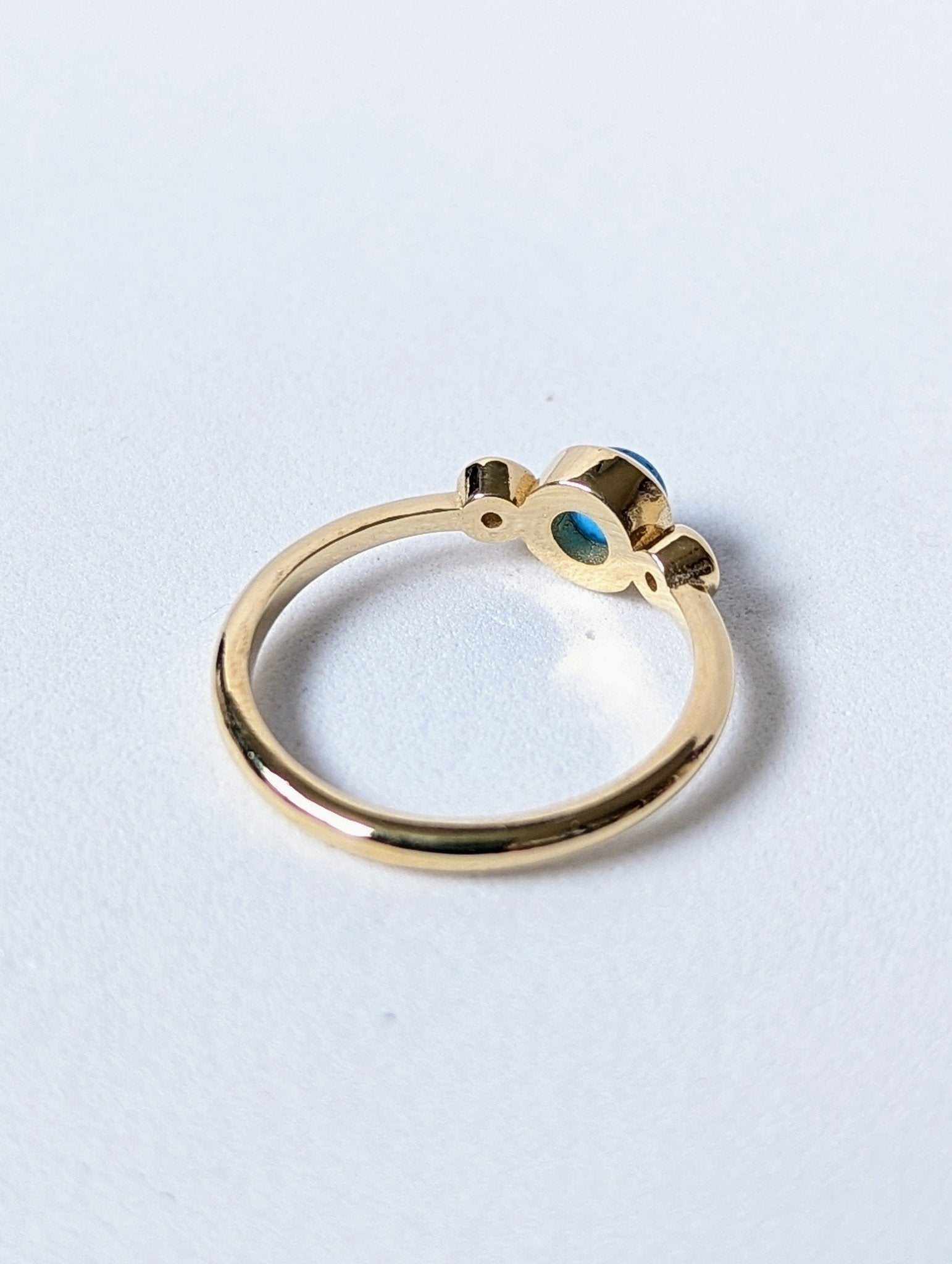 9 Carat Gold Engagement Ring with Blue Sea Glass & Ocean Diamondsengagement ringBooblinka Jewellery