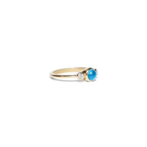 9 Carat Gold Engagement Ring with Blue Sea Glass & Ocean Diamondsengagement ringBooblinka Jewellery