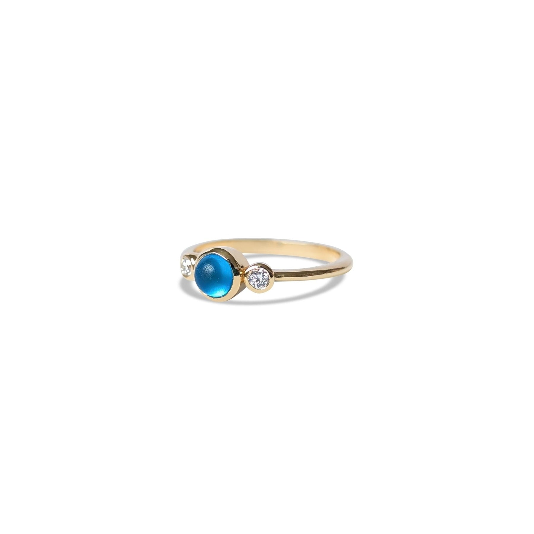 9 Carat Gold Engagement Ring with Blue Sea Glass & Ocean Diamondsengagement ringBooblinka Jewellery