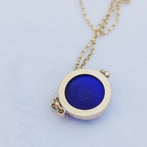 9ct Gold Cobalt Blue Sea Glass Necklace  by Booblinka Jewellery