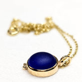 9ct Gold Cobalt Blue Sea Glass Necklace  by Booblinka Jewellery