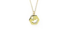 Bee Alive: 18ct Yellow Gold Plated Large Plain Hex Pendant - Boutee