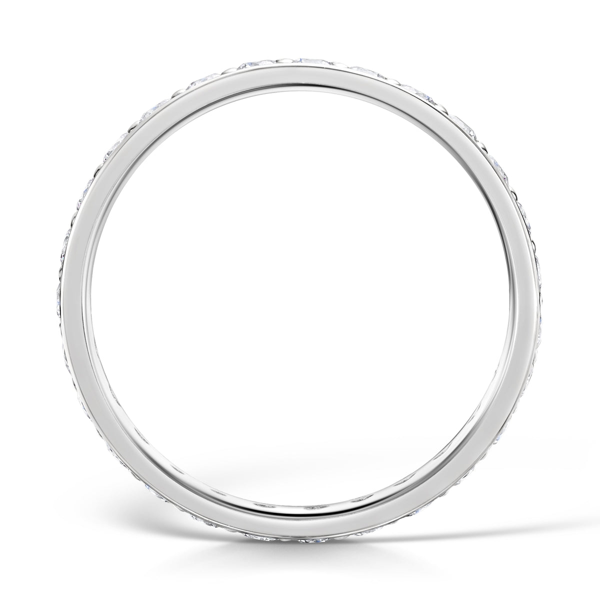 2.5mm Platinum Eternity Ring Side View- Grain Set