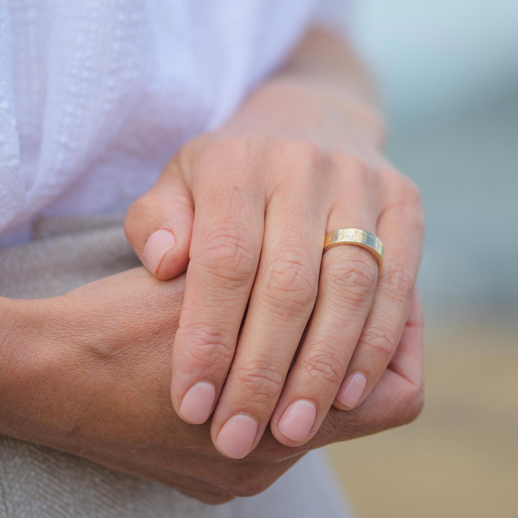 Engraved Coastline Ring in 9ct Gold