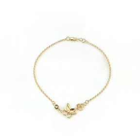 Bee Alive: 18ct Yellow Gold Plated Flower Bracelet - Boutee