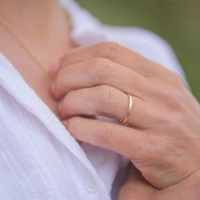 Slim Hammered Gold Band