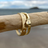 Custom Coastline 18ct Gold Diamond Studded Ring