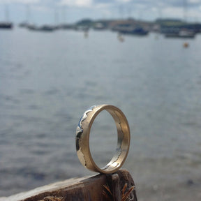 Custom Coastline 9ct White and Yellow Gold Ring