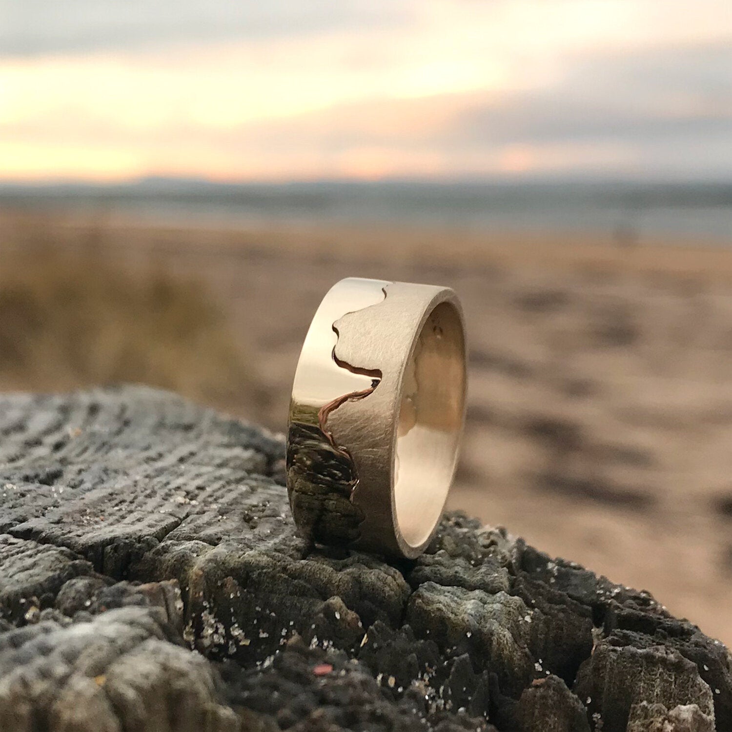 Handmade Gold Coastline Ring 9ct