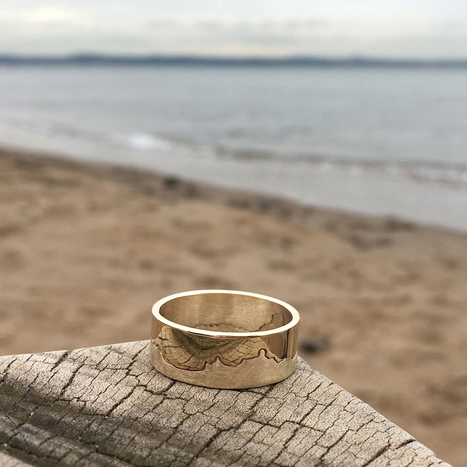 Handmade Gold Coastline Ring 9ct