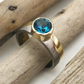 Coastline Blue Topaz Engagement Ring, 18ct Two Colour Gold