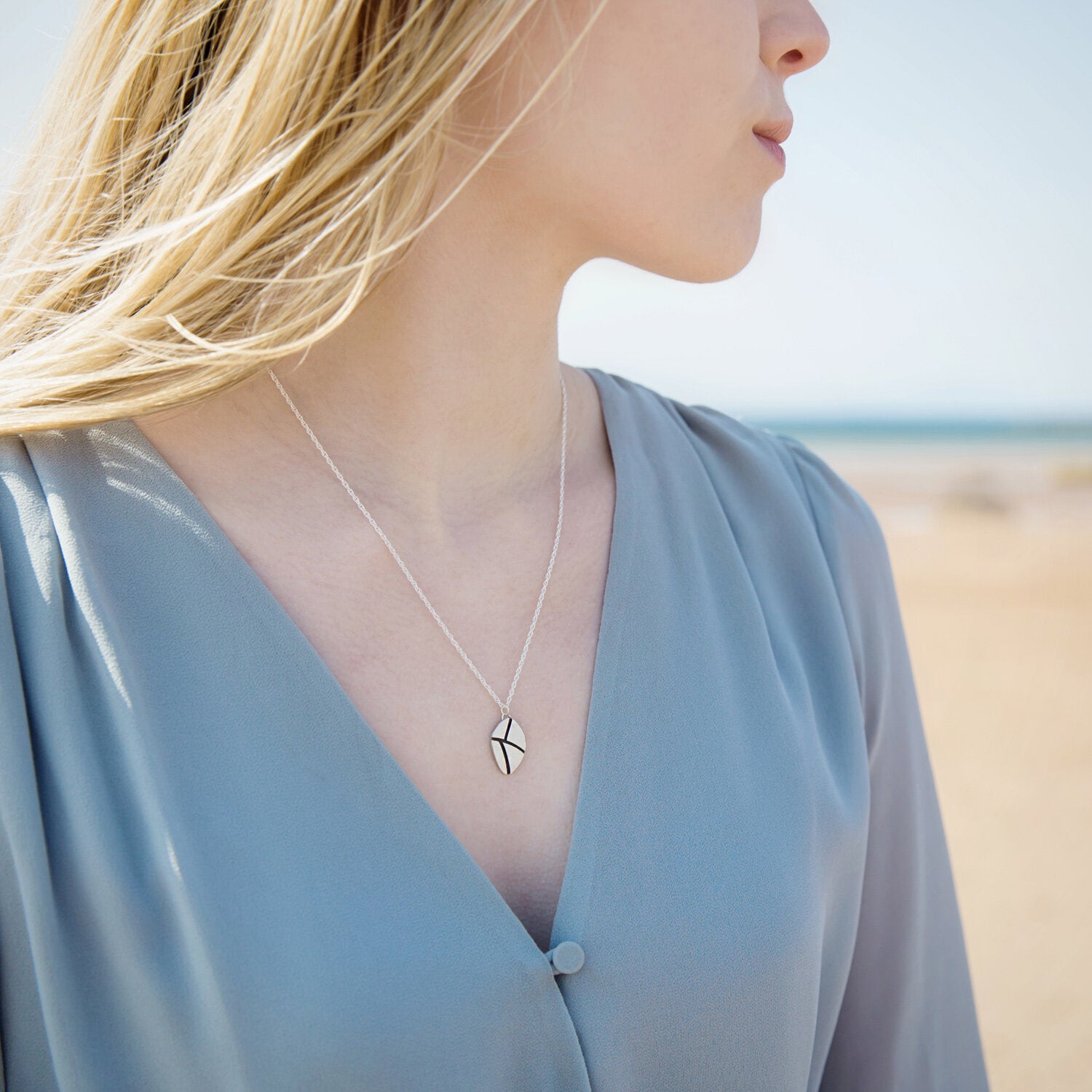 Letter Pebble Pendant Necklace