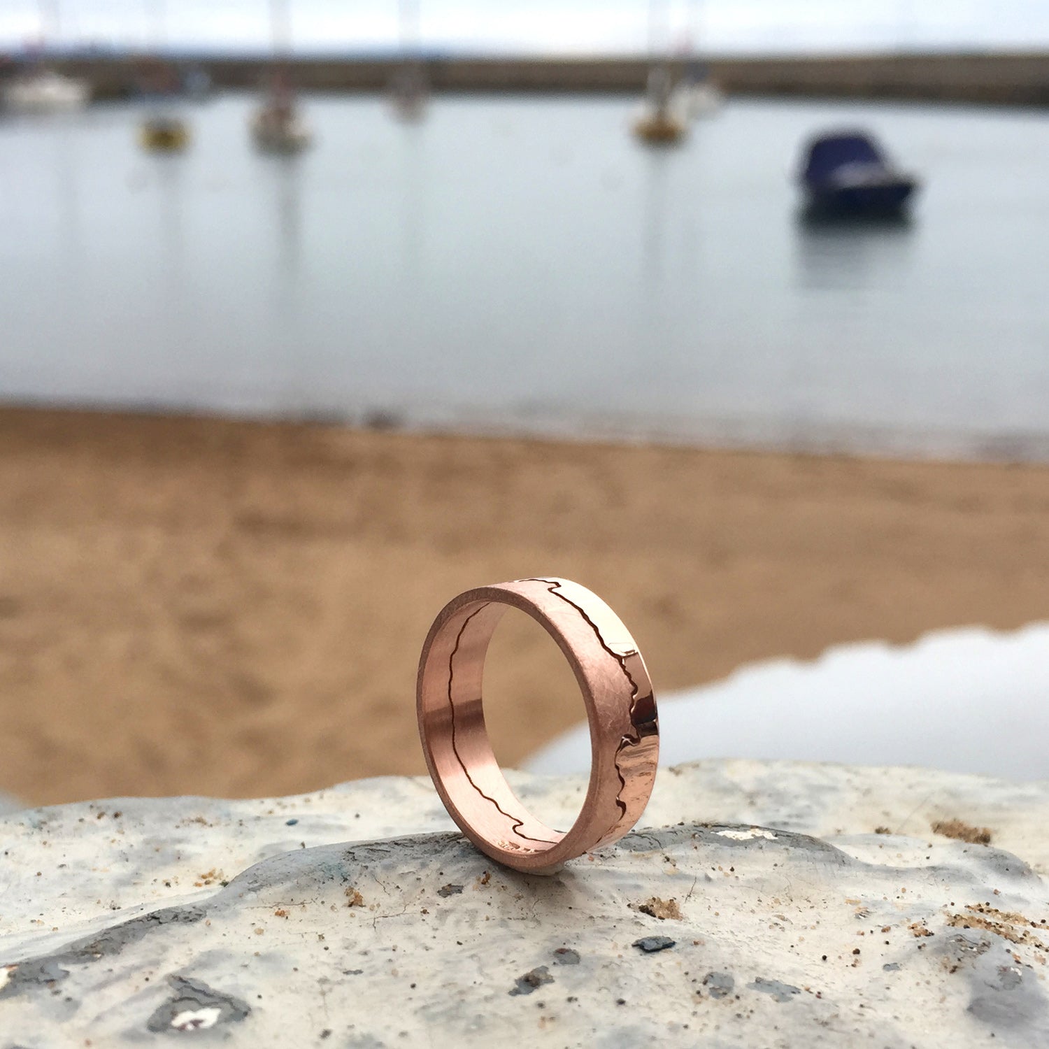 Custom Coastline 9ct Rose Gold Ring