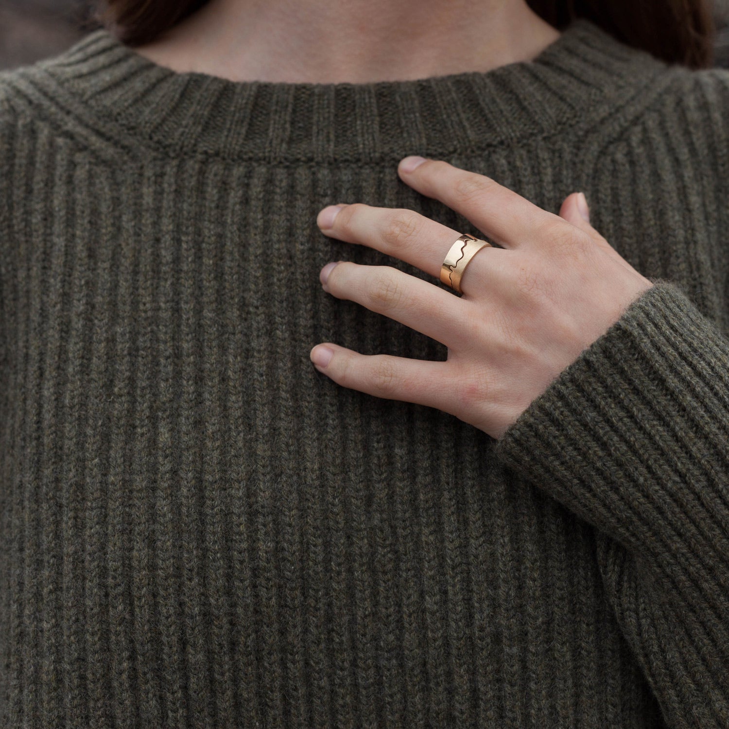 Handmade Gold Coastline Ring 9ct