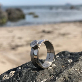 Custom Coastline 18ct White Gold Diamond Wedding Ring