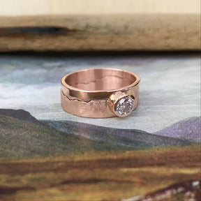 Custom 9ct Rose Gold Diamond Ring Mountain Range