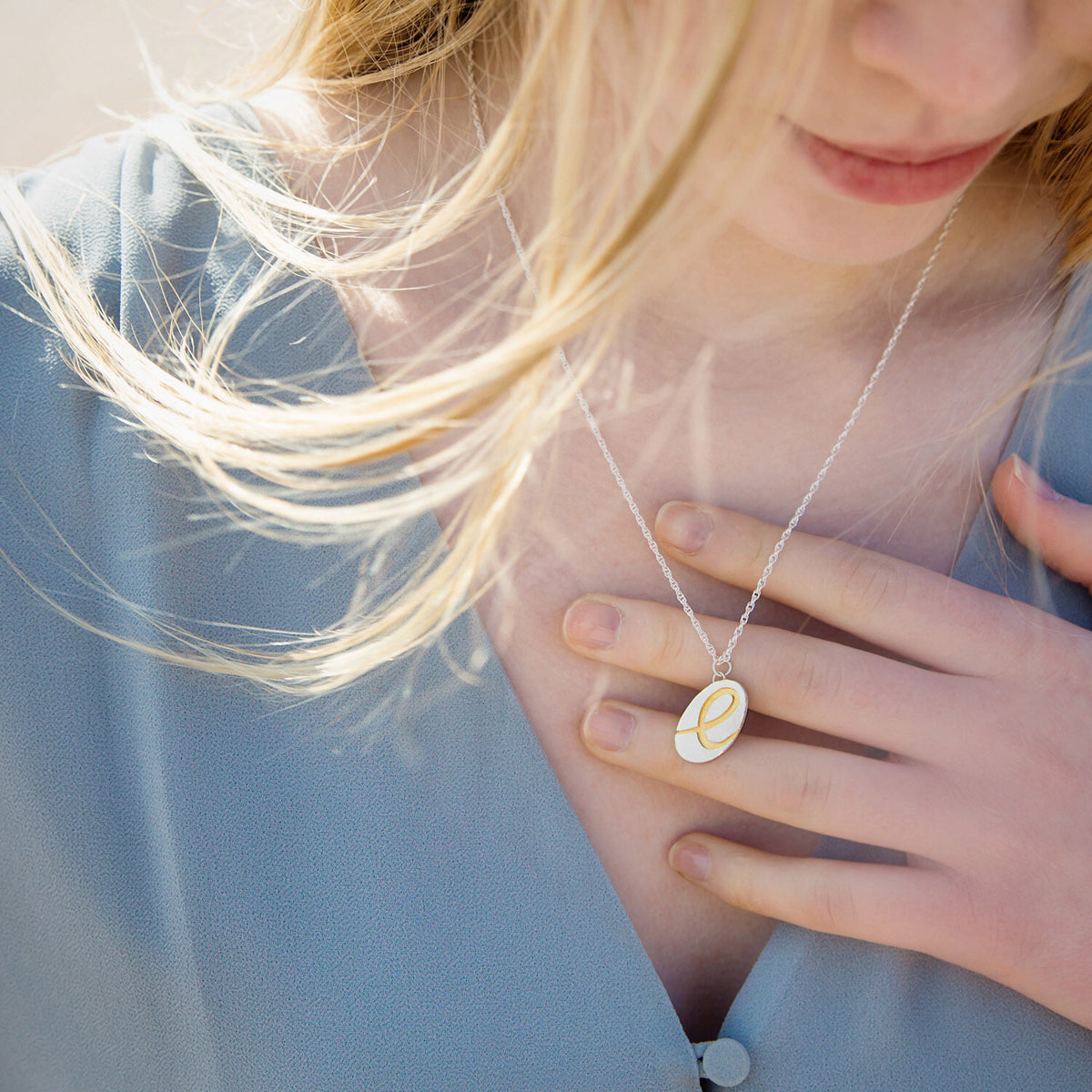 Letter Pebble Pendant Necklace