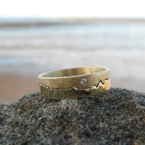 Custom Coastline 18ct Gold Ring