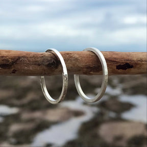 Slim Hammered Silver Band