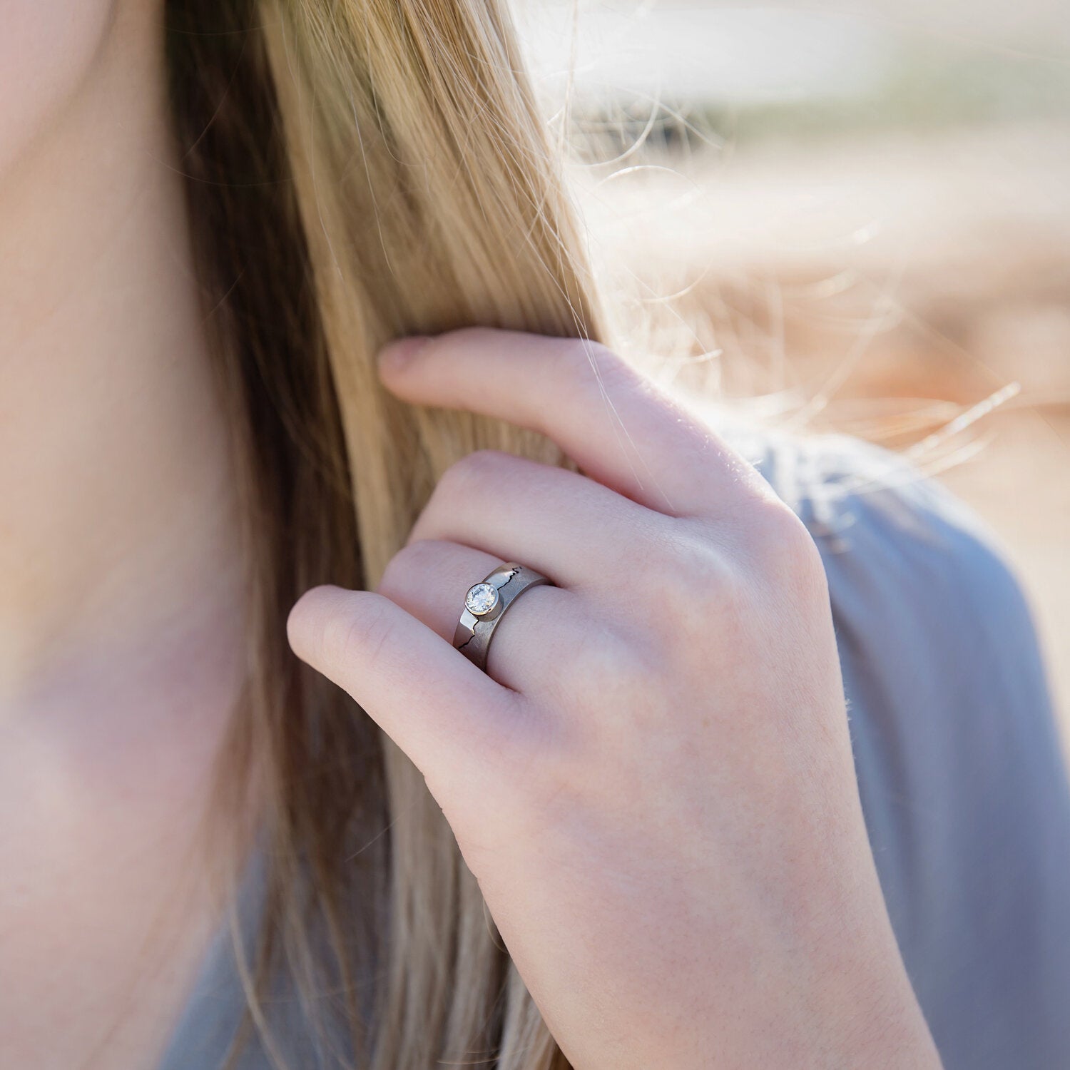 Custom Coastline 18ct White Gold Diamond Wedding Ring