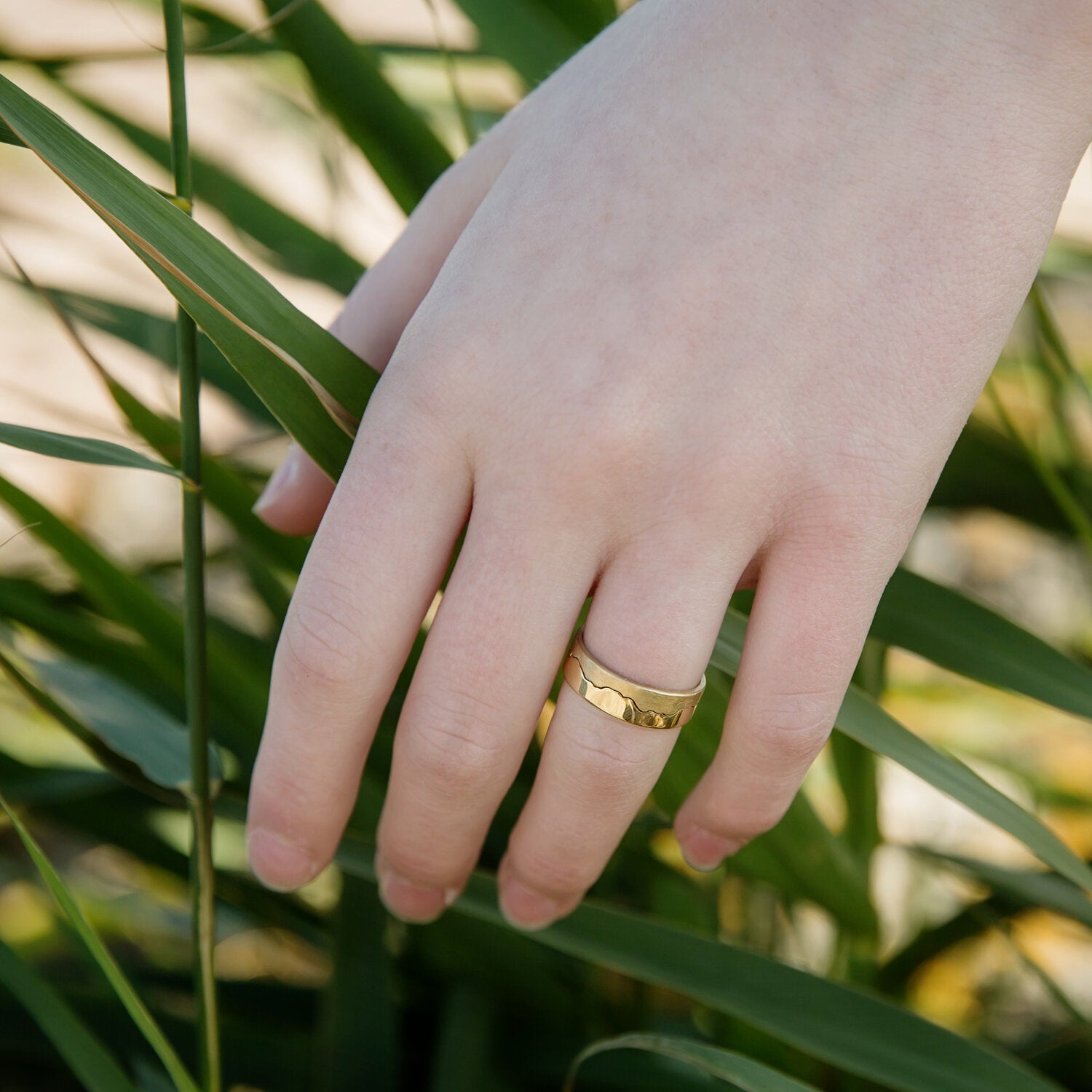 Custom Coastline 18ct Gold Ring