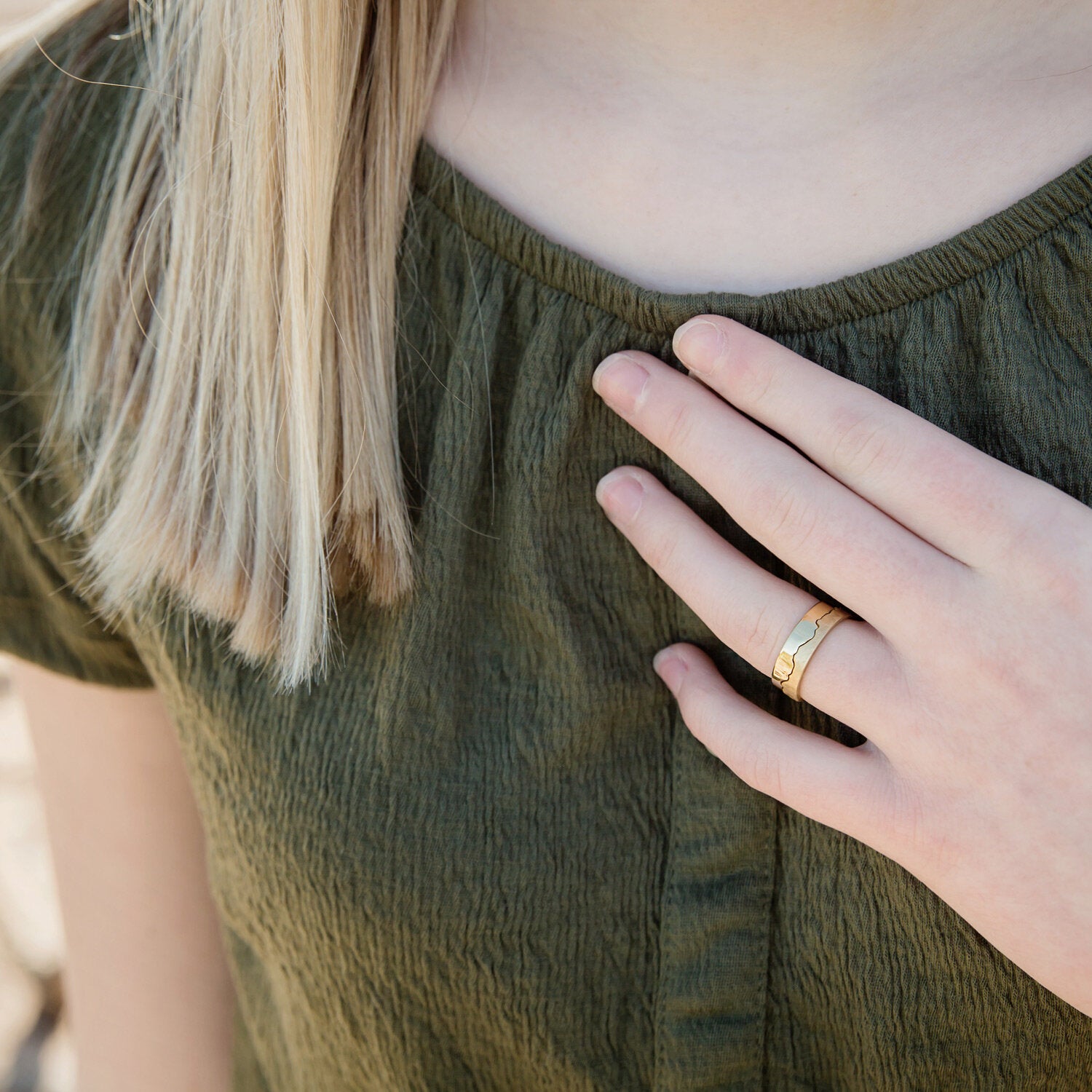 Custom Coastline 18ct Gold Ring