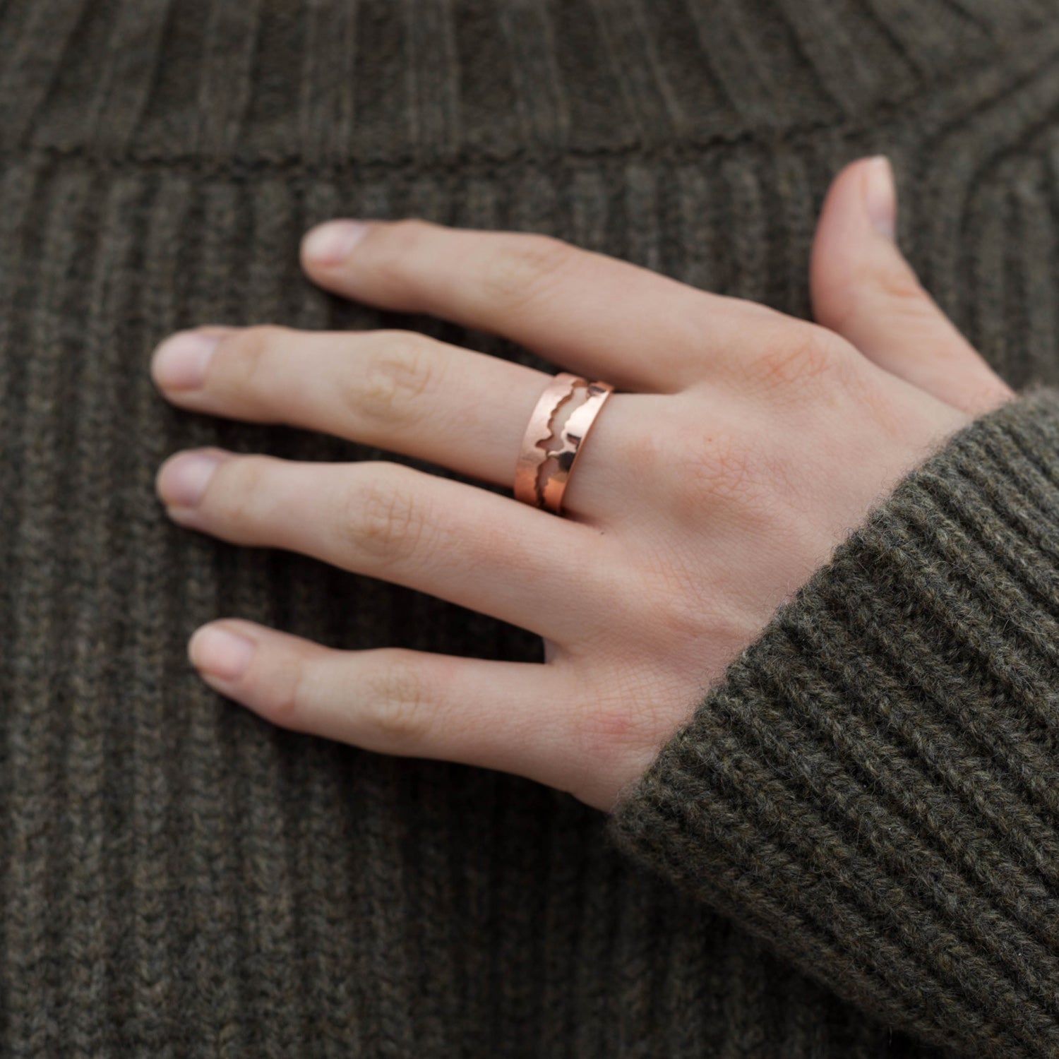 Custom Coastline 9ct Rose Gold Ring