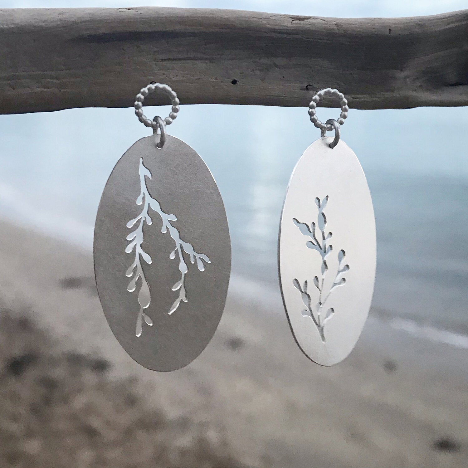 Seaweed Pattern Earrings Silver