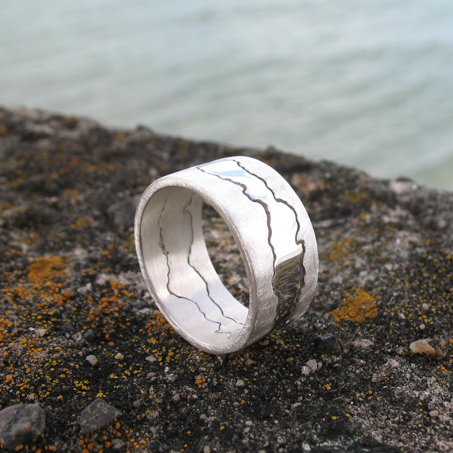 Custom Silver Twin Coastline Ring