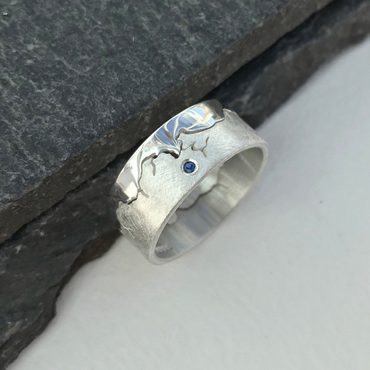 Coastline Silver Ring With Amethyst, Sapphire or Topaz