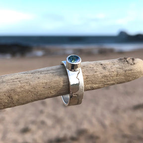 Gemstone Solitaire Silver Coastline Ring