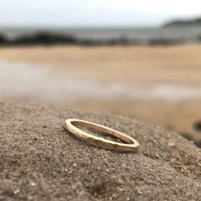 Slim Hammered Gold Band