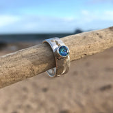 Gemstone Solitaire Silver Coastline Ring