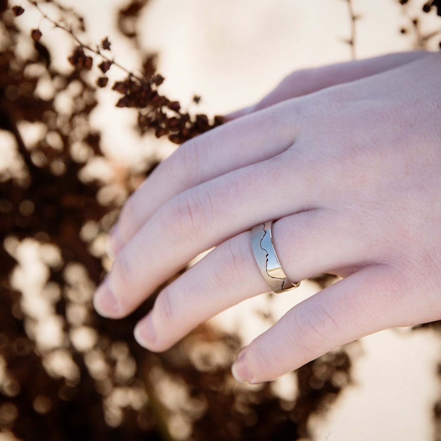 Custom Coastline 18ct White Gold Ring