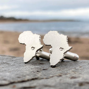 Custom Map Cufflinks with Engraved Heart Sterling Silver