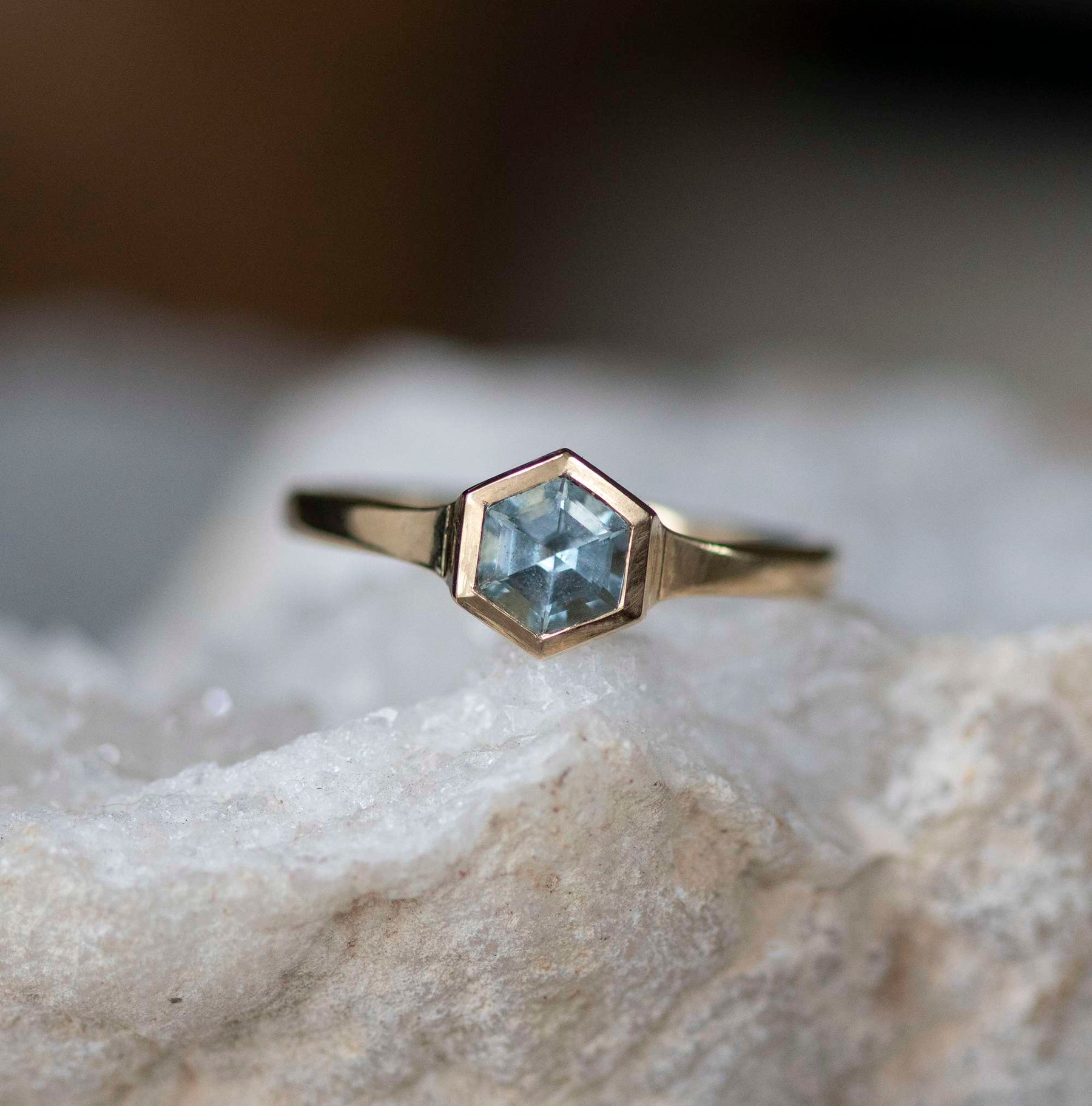 Aquamarine Ring, Hexagon Cut - Boutee